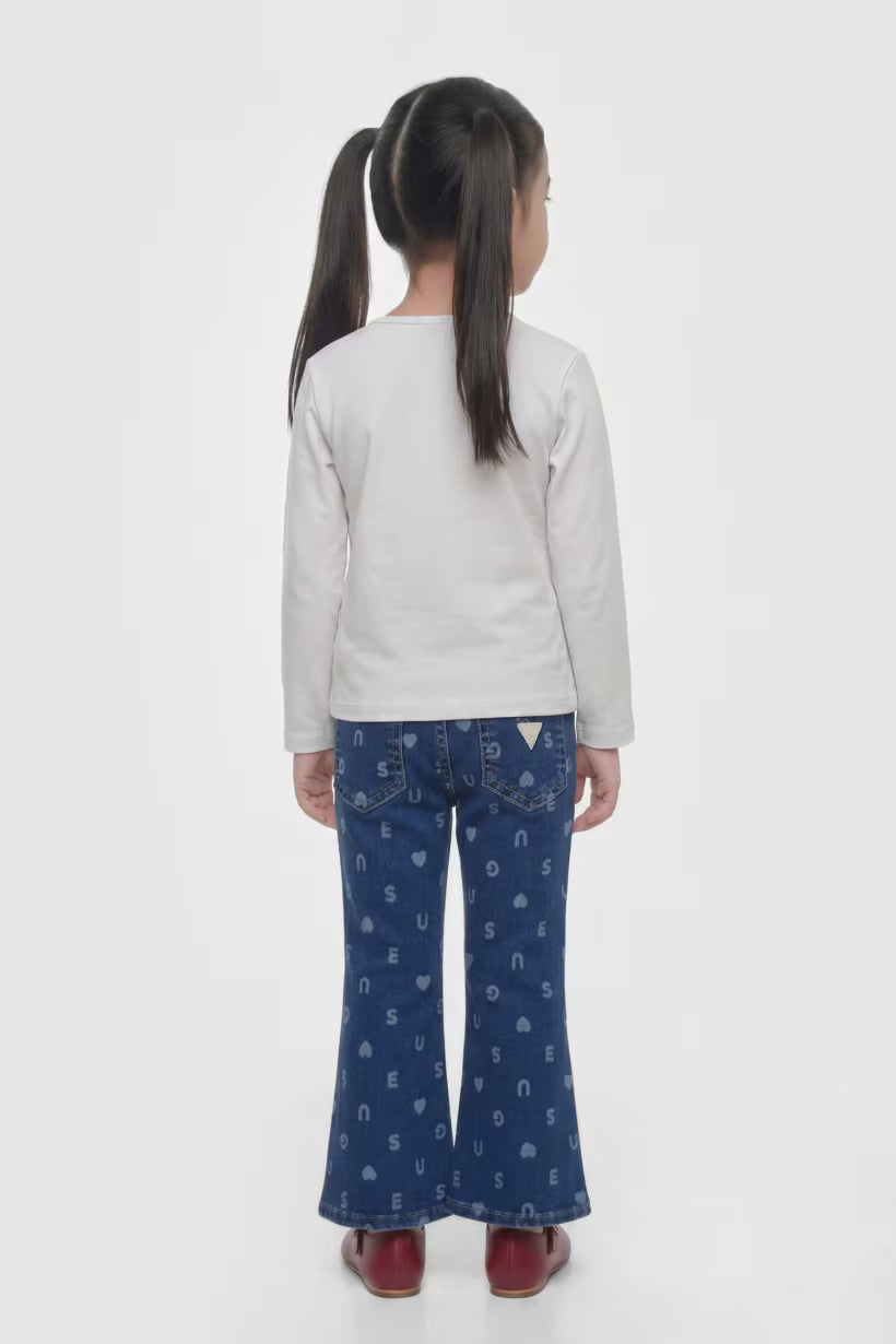 GUESS KIDS ROSES TRIANGLE LS T SHIRT