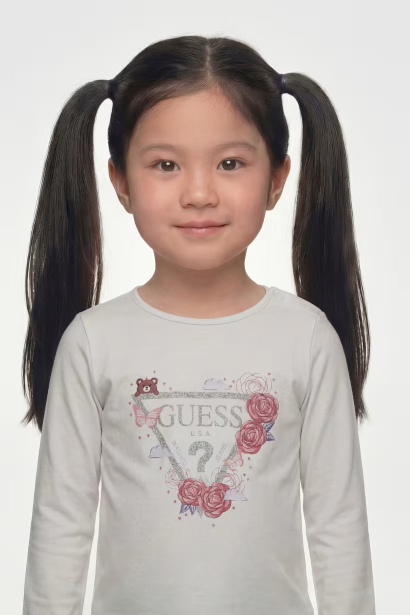 GUESS KIDS ROSES TRIANGLE LS T SHIRT