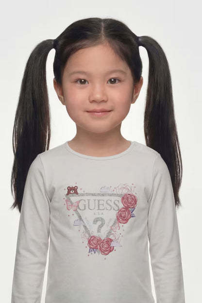 GUESS KIDS ROSES TRIANGLE LS T SHIRT
