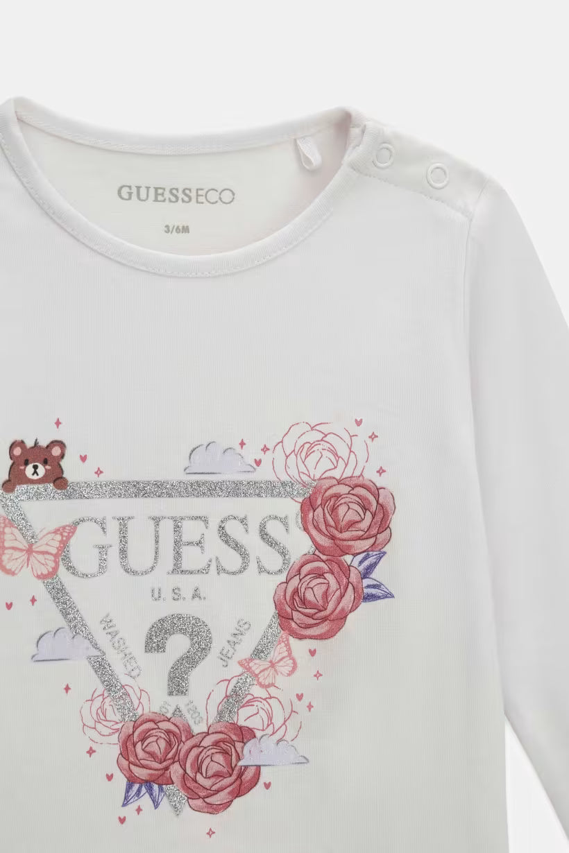 GUESS KIDS ROSES TRIANGLE LS T SHIRT