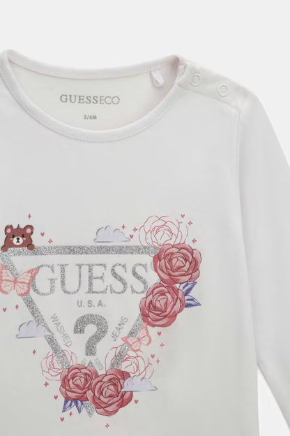 GUESS KIDS ROSES TRIANGLE LS T SHIRT
