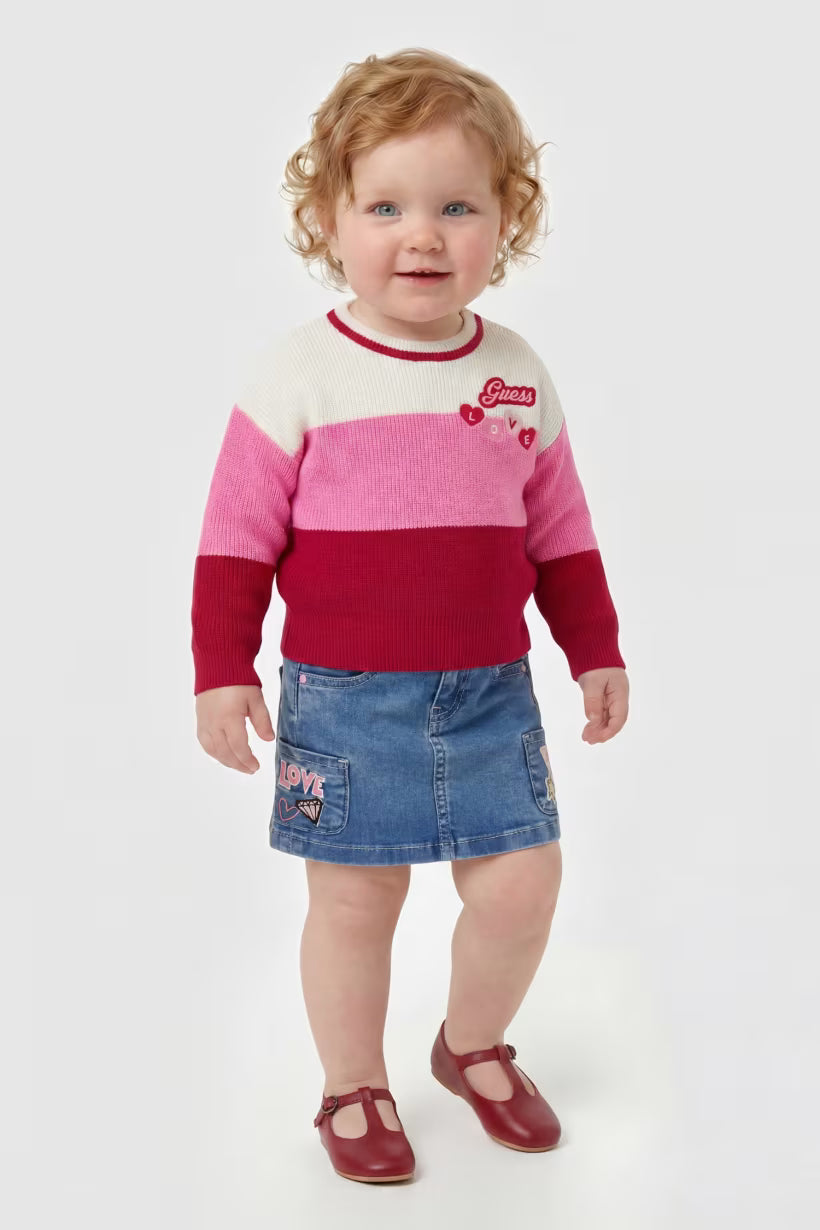 GUESS KIDS COLORBLOCK KNITTED PULLOVER
