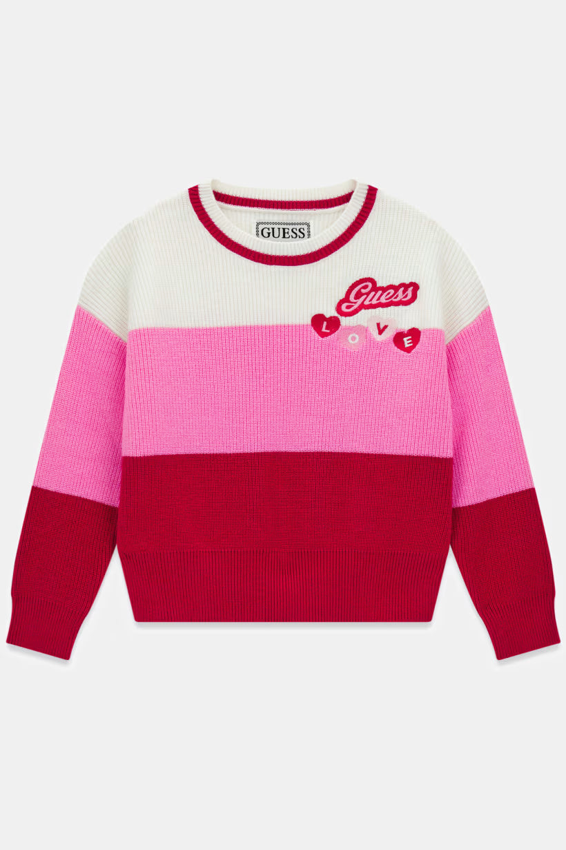 GUESS KIDS COLORBLOCK KNITTED PULLOVER