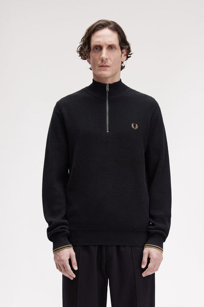 FRED PERRY WAFFLE STICH HALF ZIP JUMPER