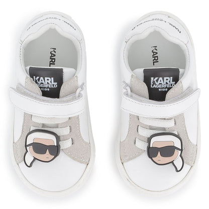 KARL LAGERFELD KIDS ICONIC LEATHER LOGO SNEAKERS