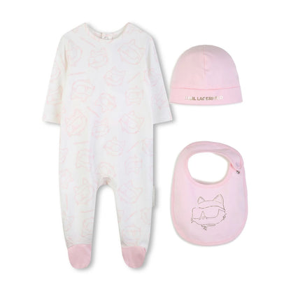 KARL LAGERFELD BABY GIRLS CHOUPETTE BABYGROW GIFT SET