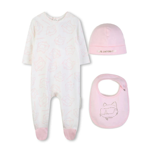 KARL LAGERFELD BABY GIRLS CHOUPETTE BABYGROW GIFT SET
