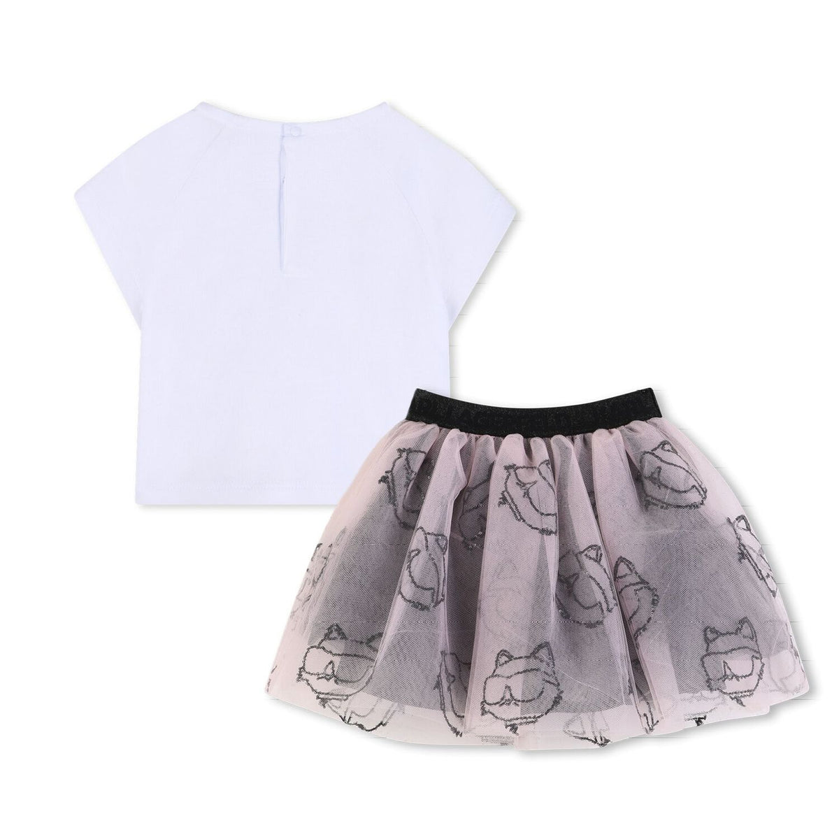 KARL LAGERFELD WHITE & PINK TULLE CHOUPETTE SKIRT SET