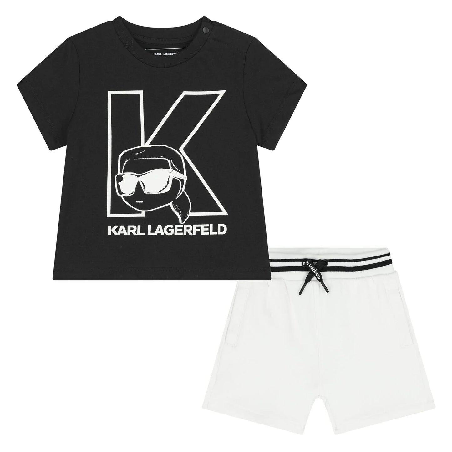 KARL LAGERFELD BOYS BLACK &amp; WHITE LOGO SHORTS SET