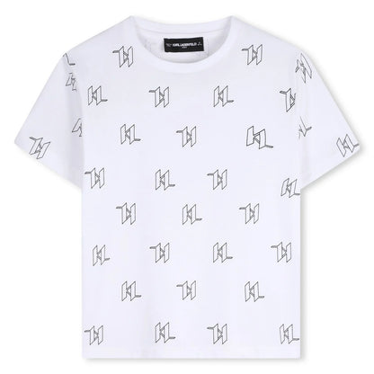 KARL LAGERFELD KIDS' T-SHIRT WITH MONOGRAM LOGO