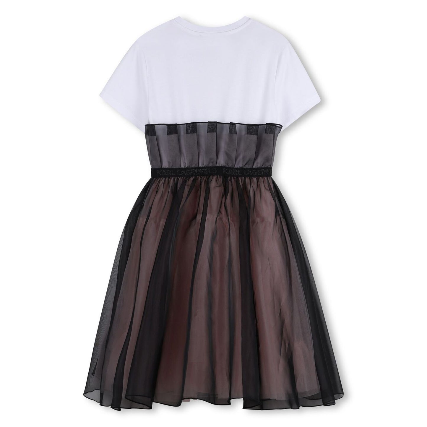KARL LAGERFELD GIRLS WHITE & BLACK ORGANZA DRESS