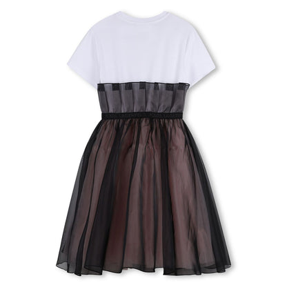 KARL LAGERFELD GIRLS WHITE & BLACK ORGANZA DRESS