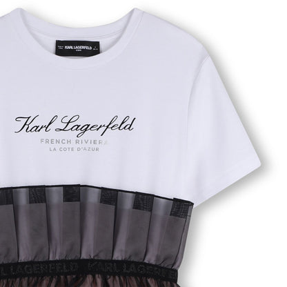 KARL LAGERFELD GIRLS WHITE & BLACK ORGANZA DRESS