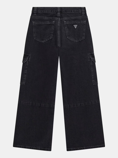 GUESS KIDS OVERSIZE CARGO RIGID DENIM PANTS