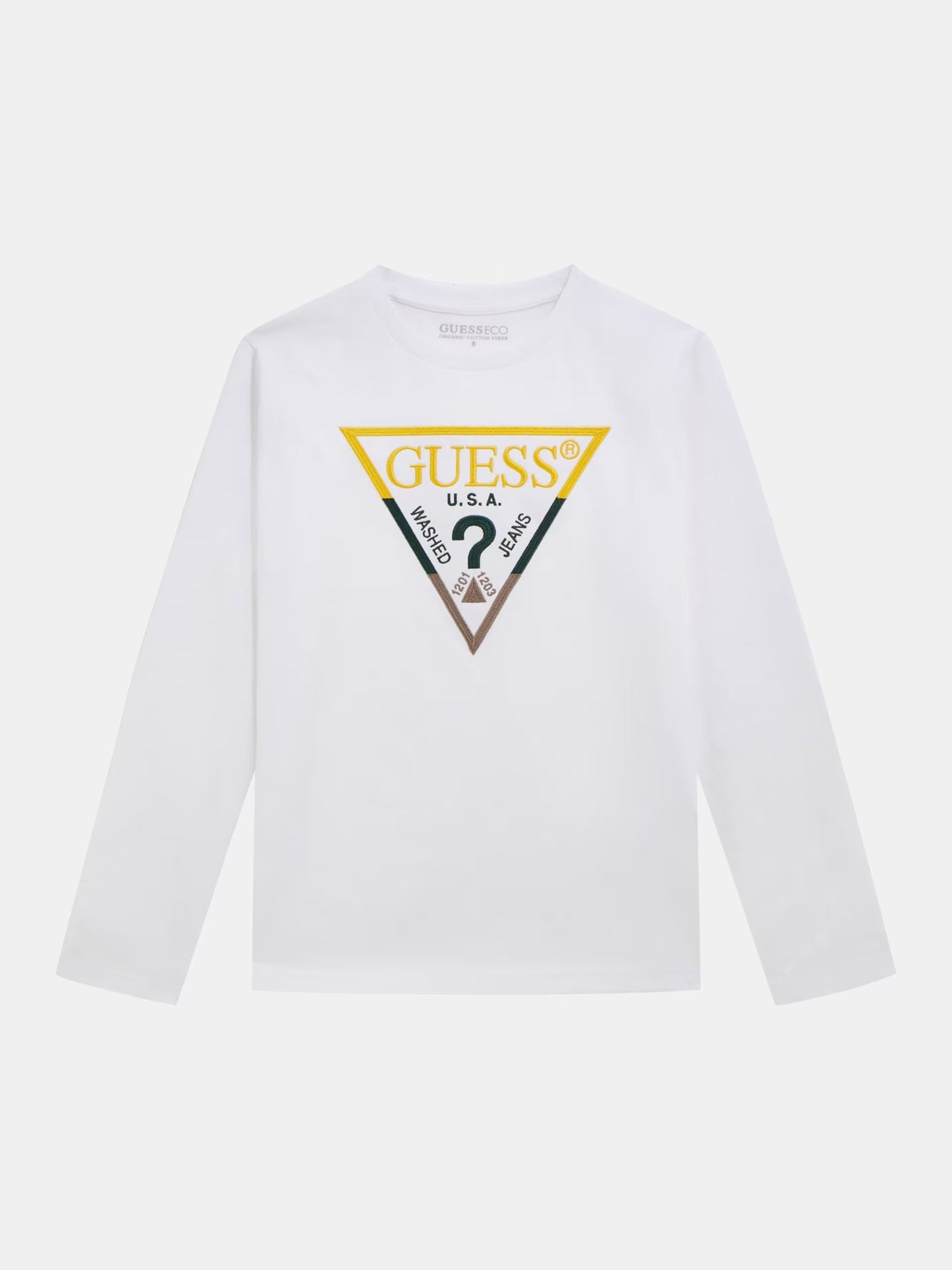 GUESS JEANS BOYS LS TRIANGLE LOGO JERSEY T SHIRT