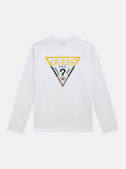 GUESS JEANS BOYS LS TRIANGLE LOGO JERSEY T SHIRT