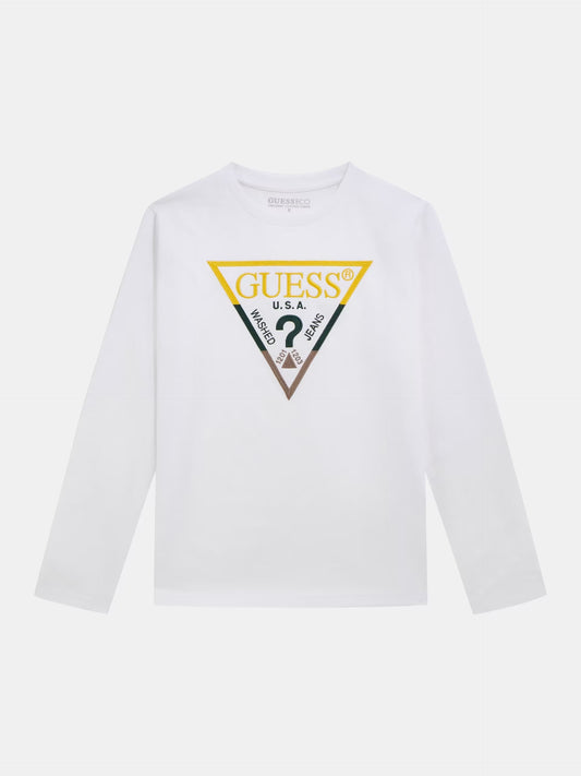GUESS JEANS BOYS LS TRIANGLE LOGO JERSEY T SHIRT