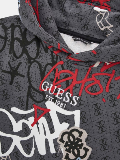 GUESS KIDS HOODED GRAFITTI PULLOVER