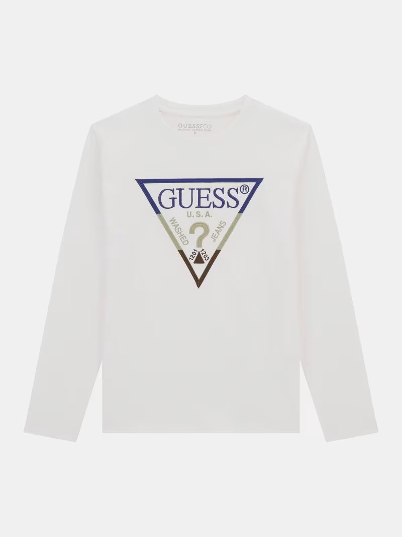 GUESS LS TRIANGLE LOGO T SHIRT
