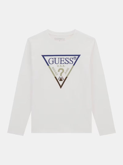GUESS LS TRIANGLE LOGO T SHIRT
