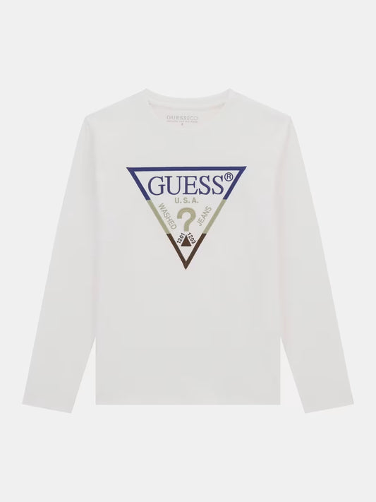 GUESS LS TRIANGLE LOGO T SHIRT