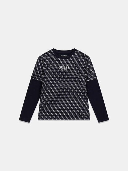 GUESS  REPEAT LOGO LS T SHIRT