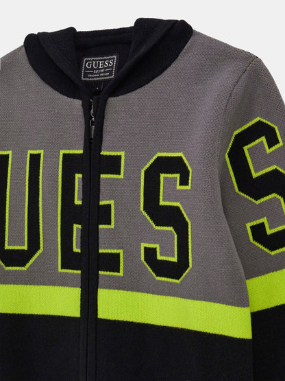 GUESS KNITTED LOGO PULLOVER WITH ZIP