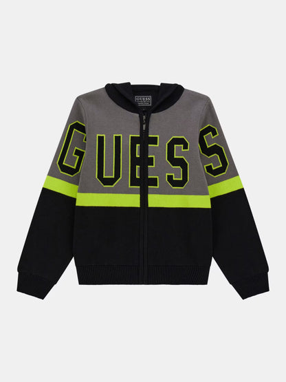 GUESS KNITTED LOGO PULLOVER WITH ZIP