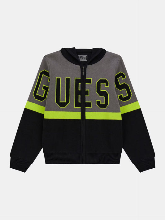 GUESS KNITTED LOGO PULLOVER WITH ZIP