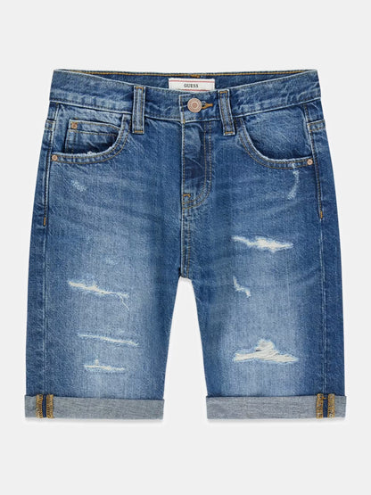 GUESS KIDS COTTON LINE RIGID DENIM SHORTS