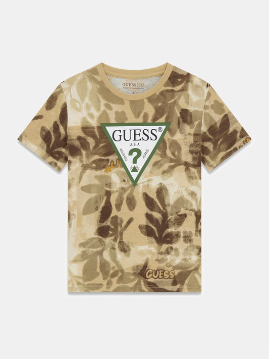 GUESS KIDS LEAVES PRINTED TRIANGLE T SHIRT