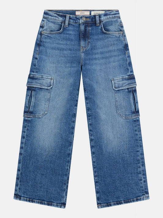 GUESS KIDS OVERSIZE CARGO CMF DENIM PANTS
