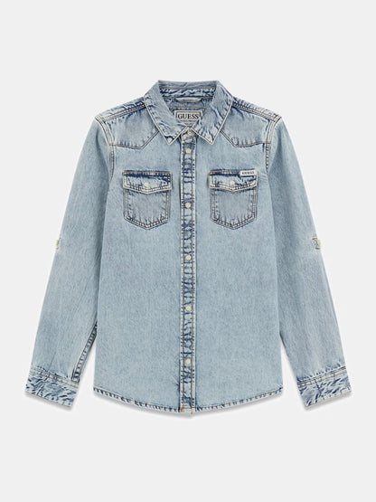 GUESS KIDS DENIM ADJUSTABLE LS SHIRT