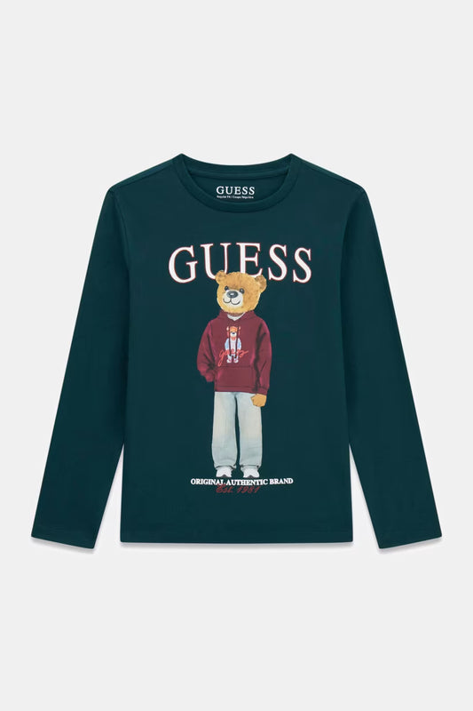GUESS KIDS LS BEAR LOGO T SHIRT