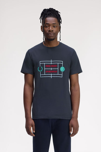 FRED PERRY TENNIS COURT GRAPHIC T SHIRT