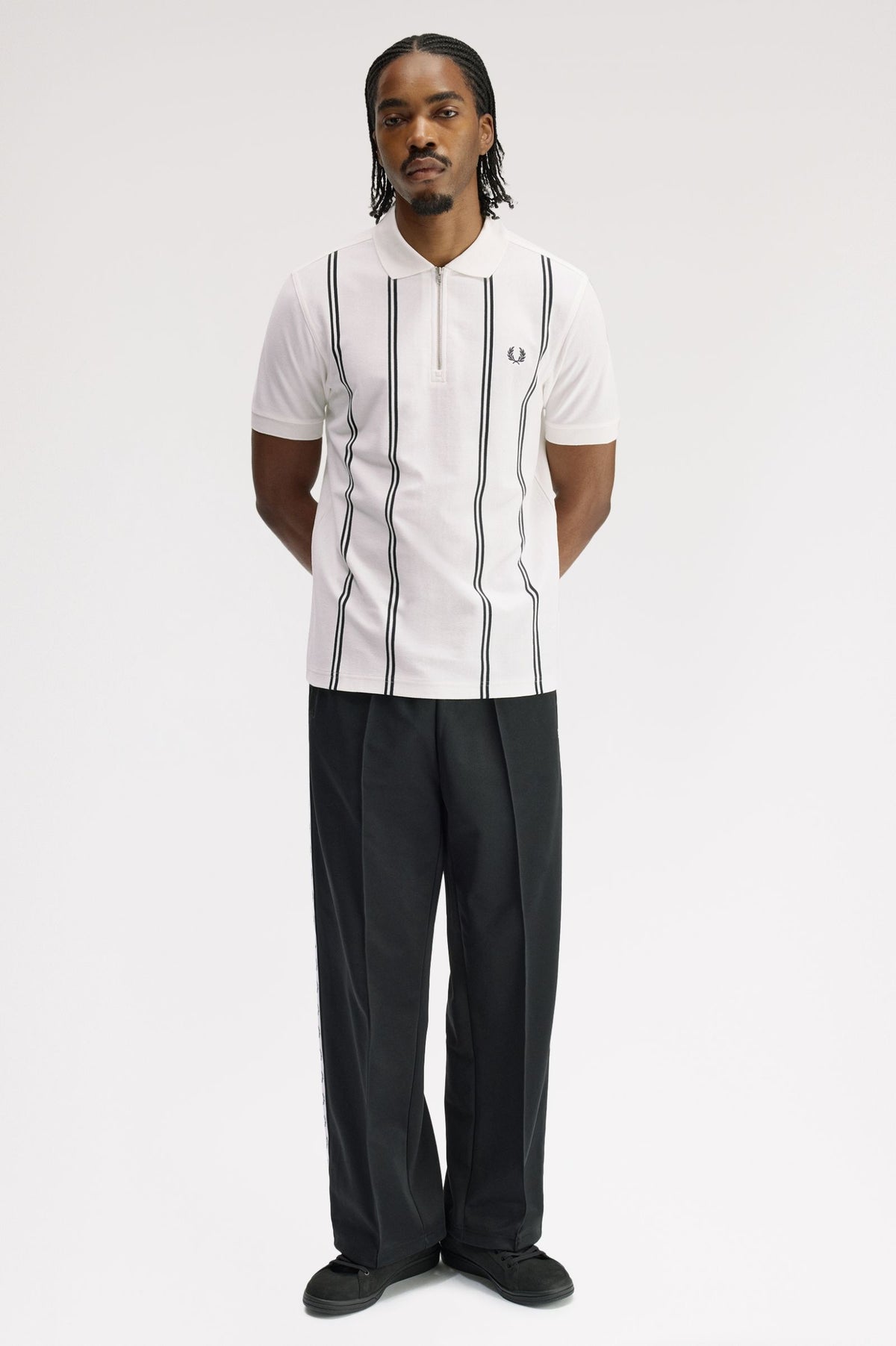 FRED PERRY VERTICAL STRIPE POLO T SHIRT