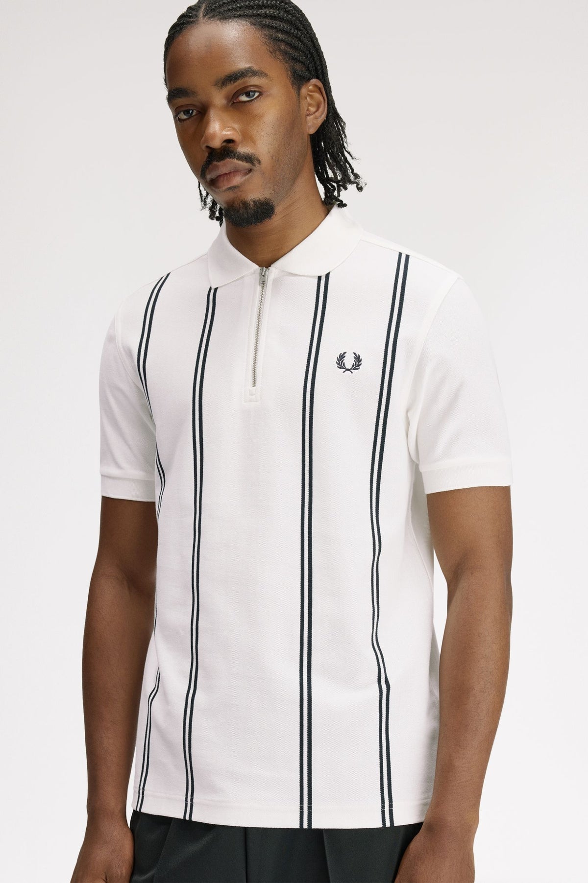 FRED PERRY VERTICAL STRIPE POLO T SHIRT