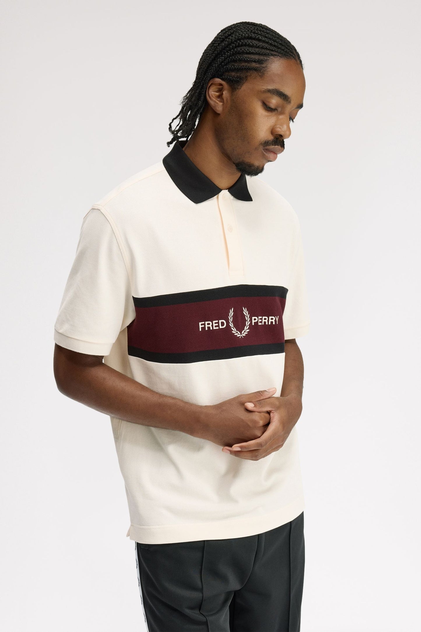 FRED PERRY EMBROIDERED PANEL POLO SHIRT