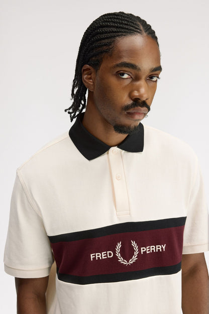 FRED PERRY EMBROIDERED PANEL POLO SHIRT