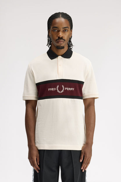 FRED PERRY EMBROIDERED PANEL POLO SHIRT