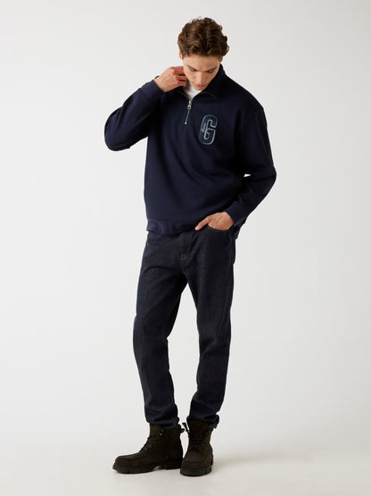 GUESS JEANS HARRIS TWILL ZIP MOCK NECK FOOTER