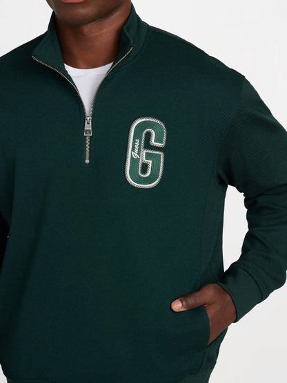 GUESS JEANS HARRIS TWILL ZIP MOCK NECK PULLOVER