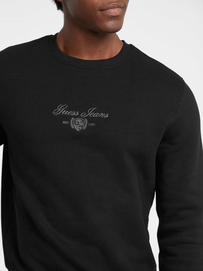 GUESS JEANS SLIM SCRIPT CREWNECK FOOTER