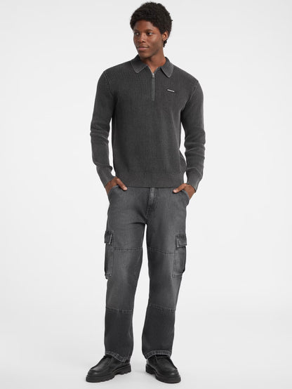 GUESS JEANS LS HALF ZIP KNITTED SWEATER