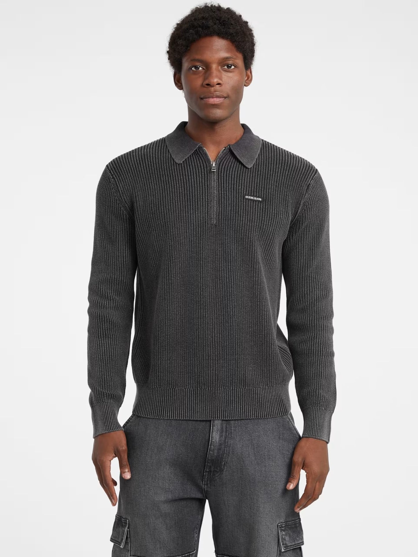 GUESS JEANS LS HALF ZIP KNITTED SWEATER