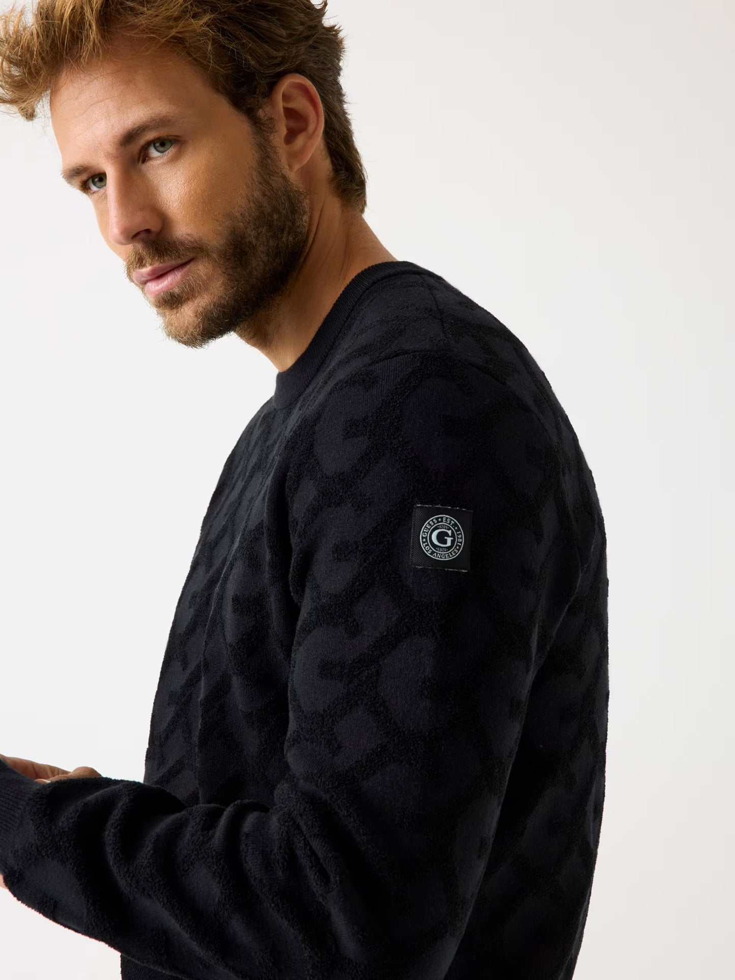 GUESS JEANS MAN CHAIN STITCH KNITTED SWEATSHIRT