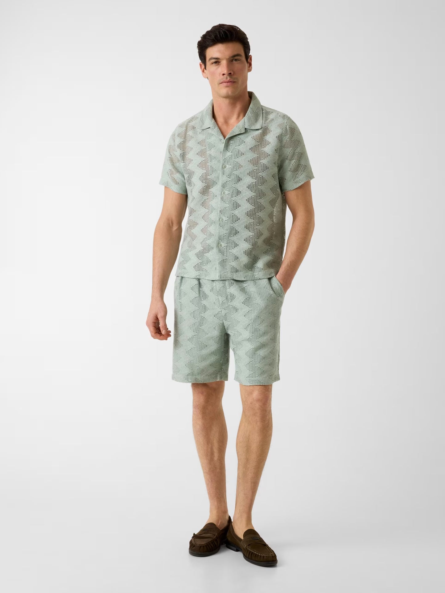 GUESS MAN LATTICE KNIT-RIB SHORT