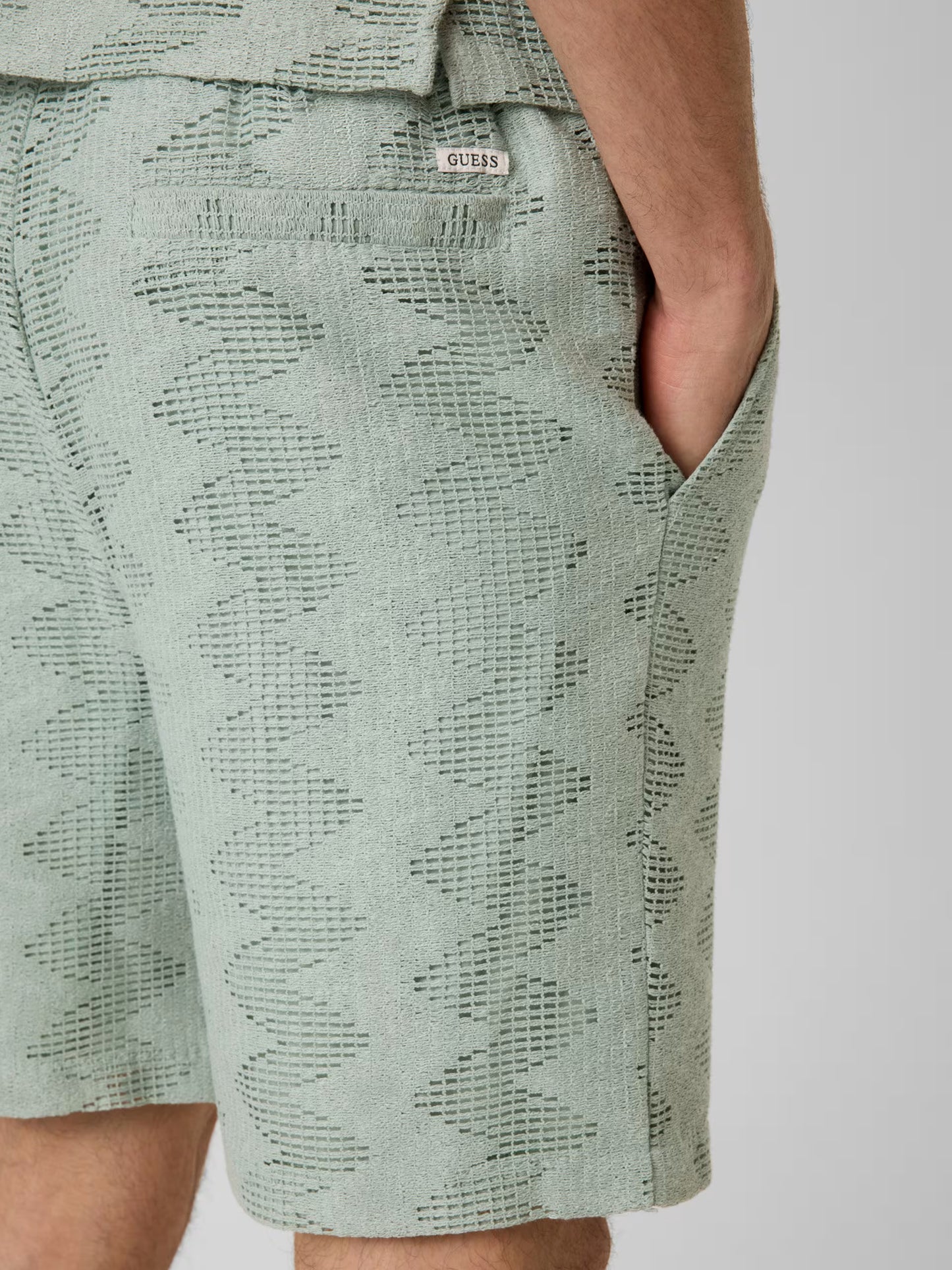 GUESS MAN LATTICE KNIT-RIB SHORT