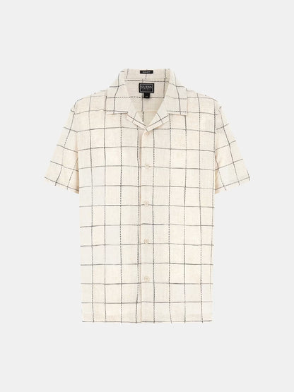 GUESS ARCHITECT CHECK LINEN-BLEND RESORT SHIRT