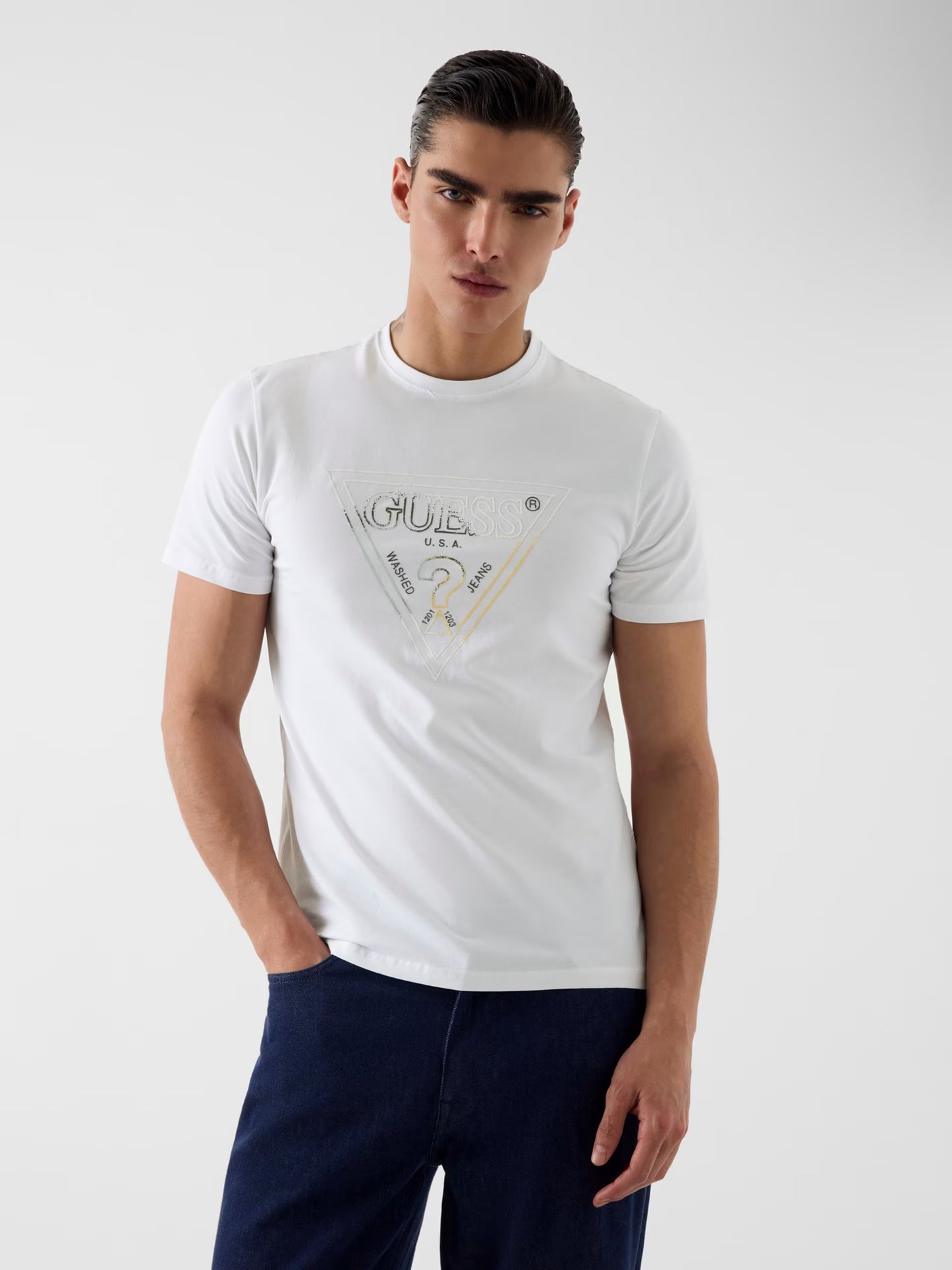 GUESS HD TRIANGLE LOGO T SHIRT